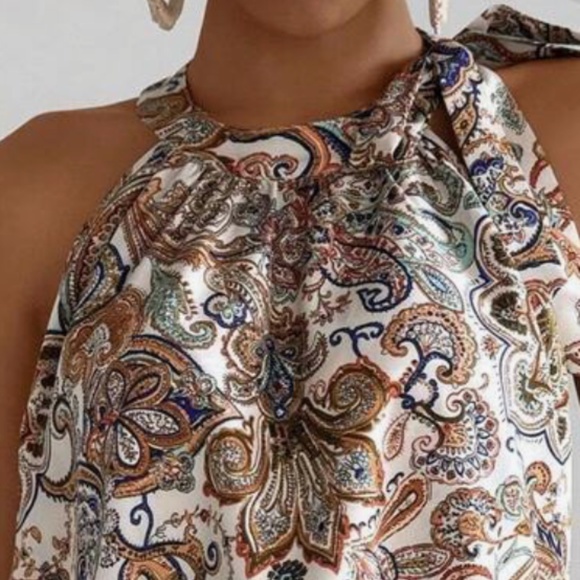 Boho Paisley Print Layered Halter Tank Top - Picture 2 of 4